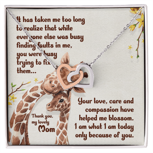 To My Mom – You Helped Me Blossom - Interlocking Hearts Necklace