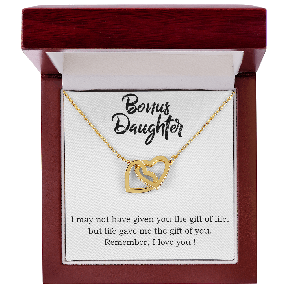 To My Bonus Daughter – Gift of Life - Interlocking Hearts Necklace