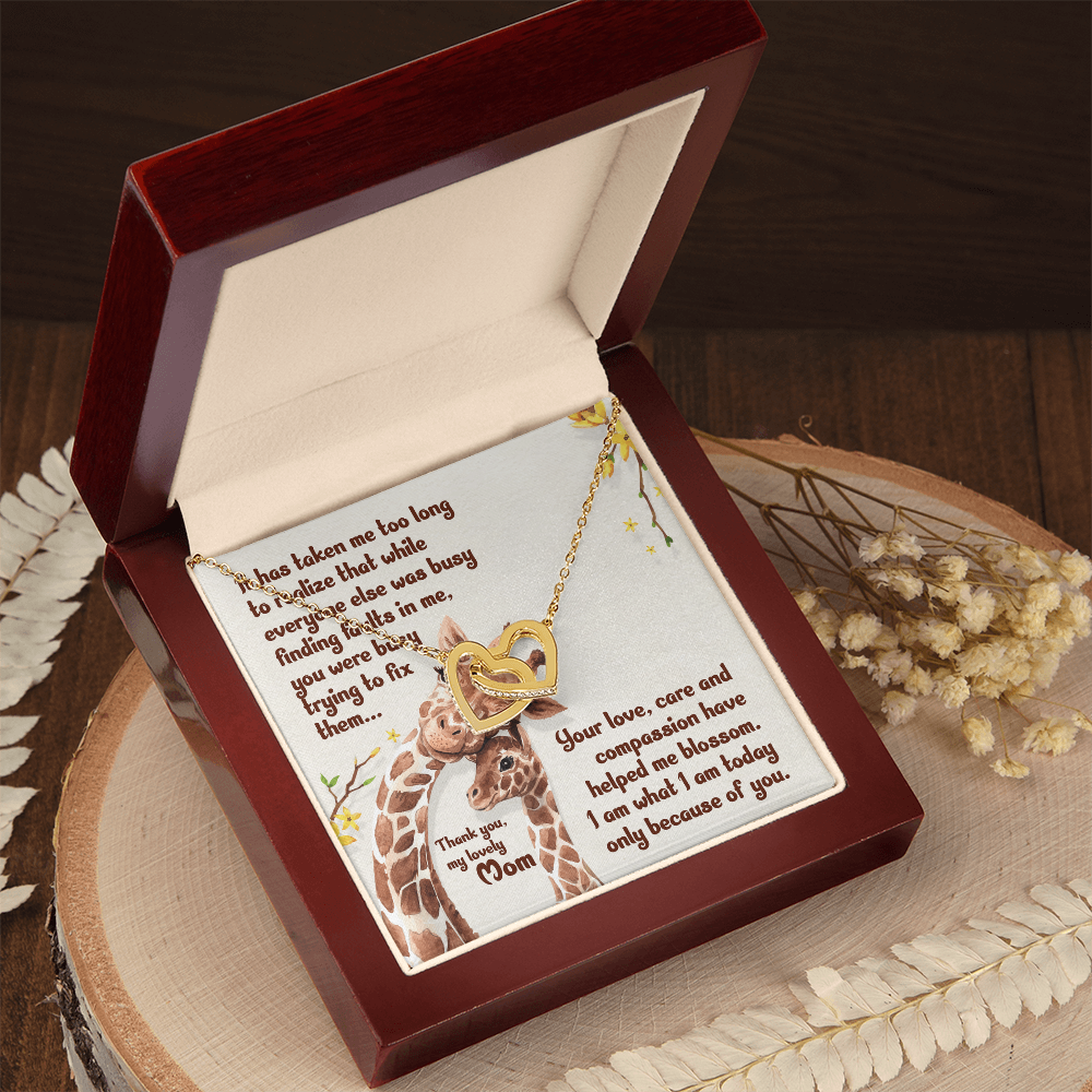To My Mom – You Helped Me Blossom - Interlocking Hearts Necklace