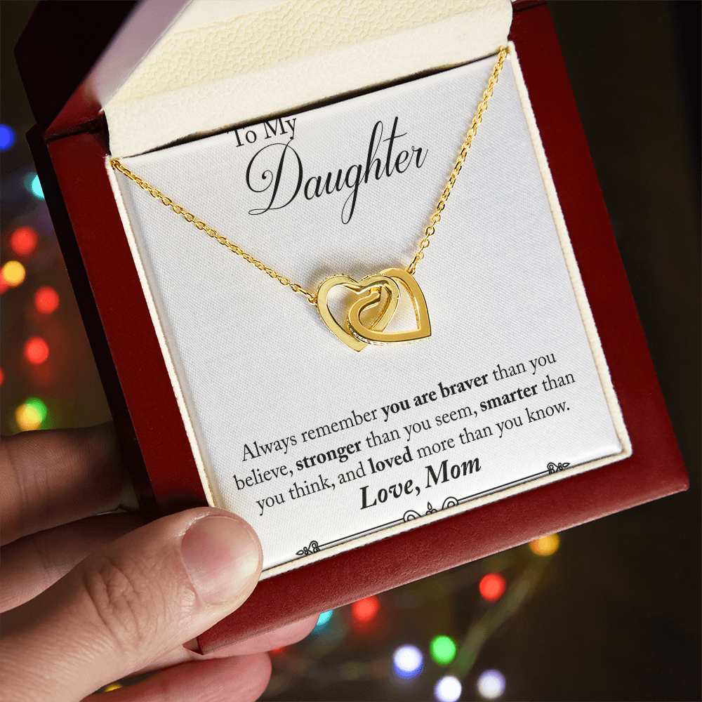 To My Daughter – Braver Than You Believe - Interlocking Hearts Necklace