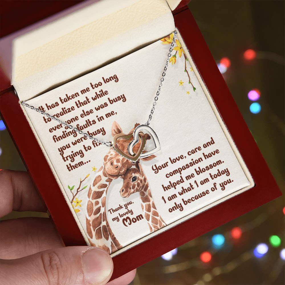 To My Mom – You Helped Me Blossom - Interlocking Hearts Necklace