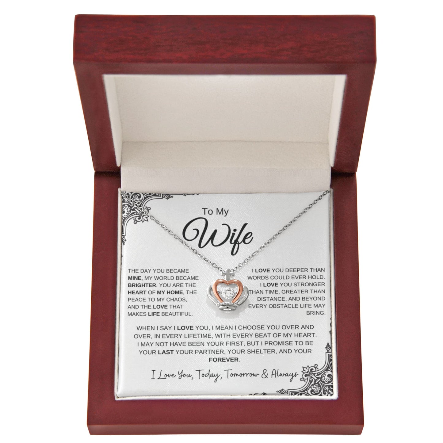 To My Wife | My Forever Queen – Crown Pendant Necklace