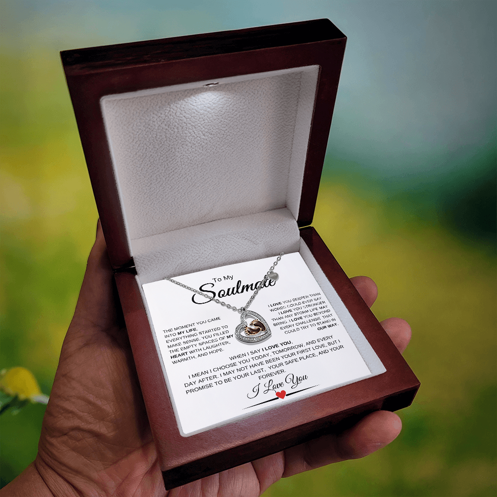 To My Soulmate | Always & Forever – Baby Feet Heart Necklace