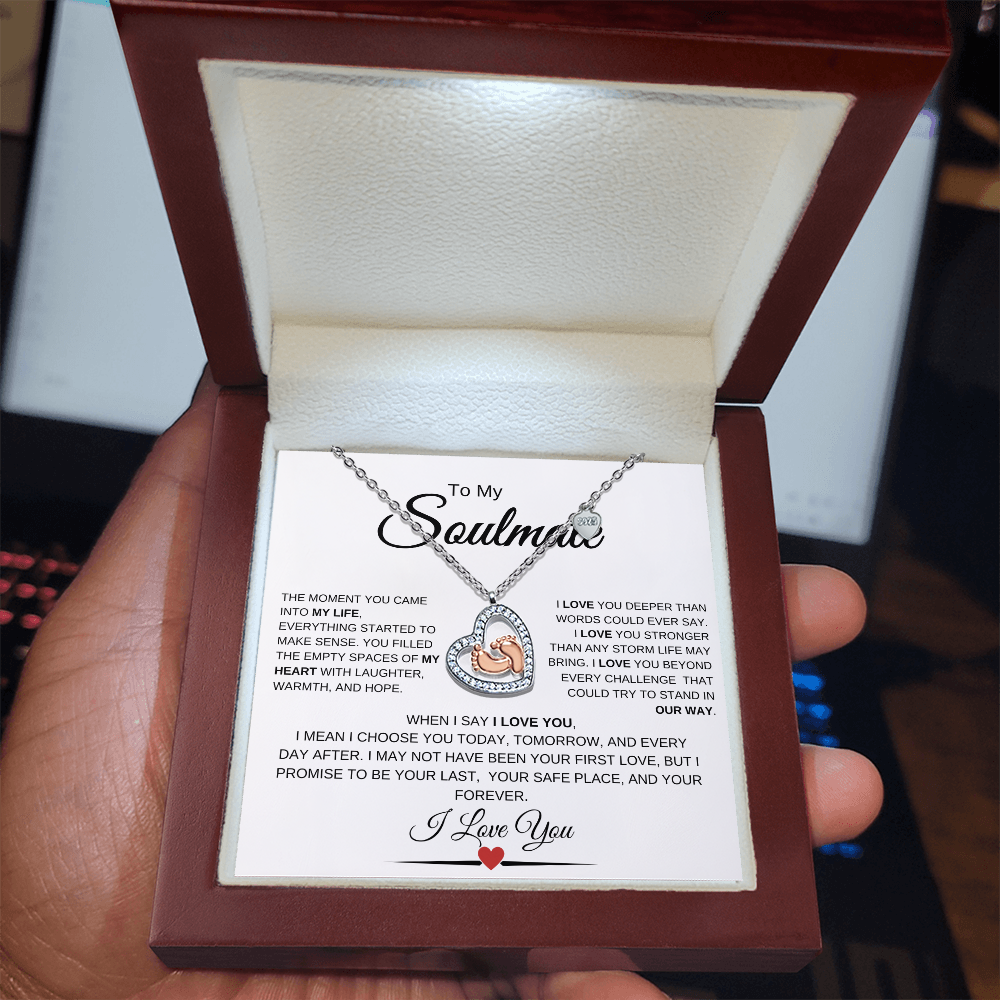 To My Soulmate | Always & Forever – Baby Feet Heart Necklace