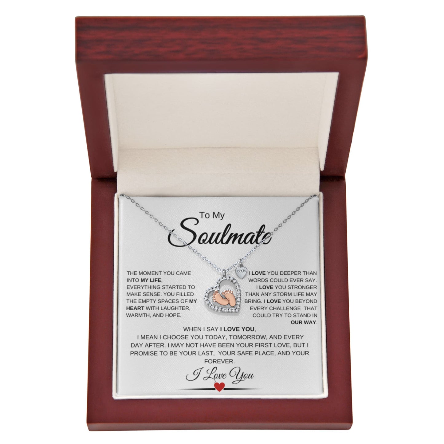 To My Soulmate | Always & Forever – Baby Feet Heart Necklace