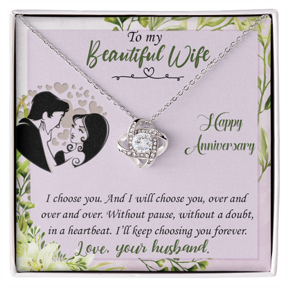 To My Beautiful Wife – I Choose You Again and Again - Love Knot Necklace