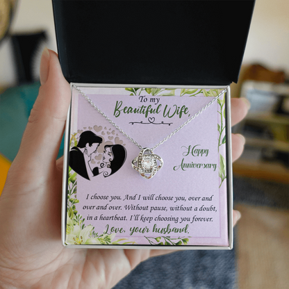 To My Beautiful Wife – I Choose You Again and Again - Love Knot Necklace