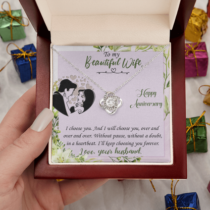 To My Beautiful Wife – I Choose You Again and Again - Love Knot Necklace