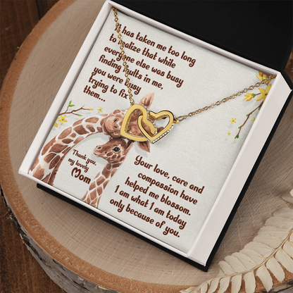 To My Mom – You Helped Me Blossom - Interlocking Hearts Necklace