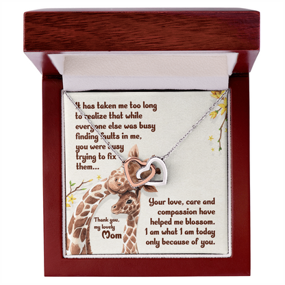 To My Mom – You Helped Me Blossom - Interlocking Hearts Necklace