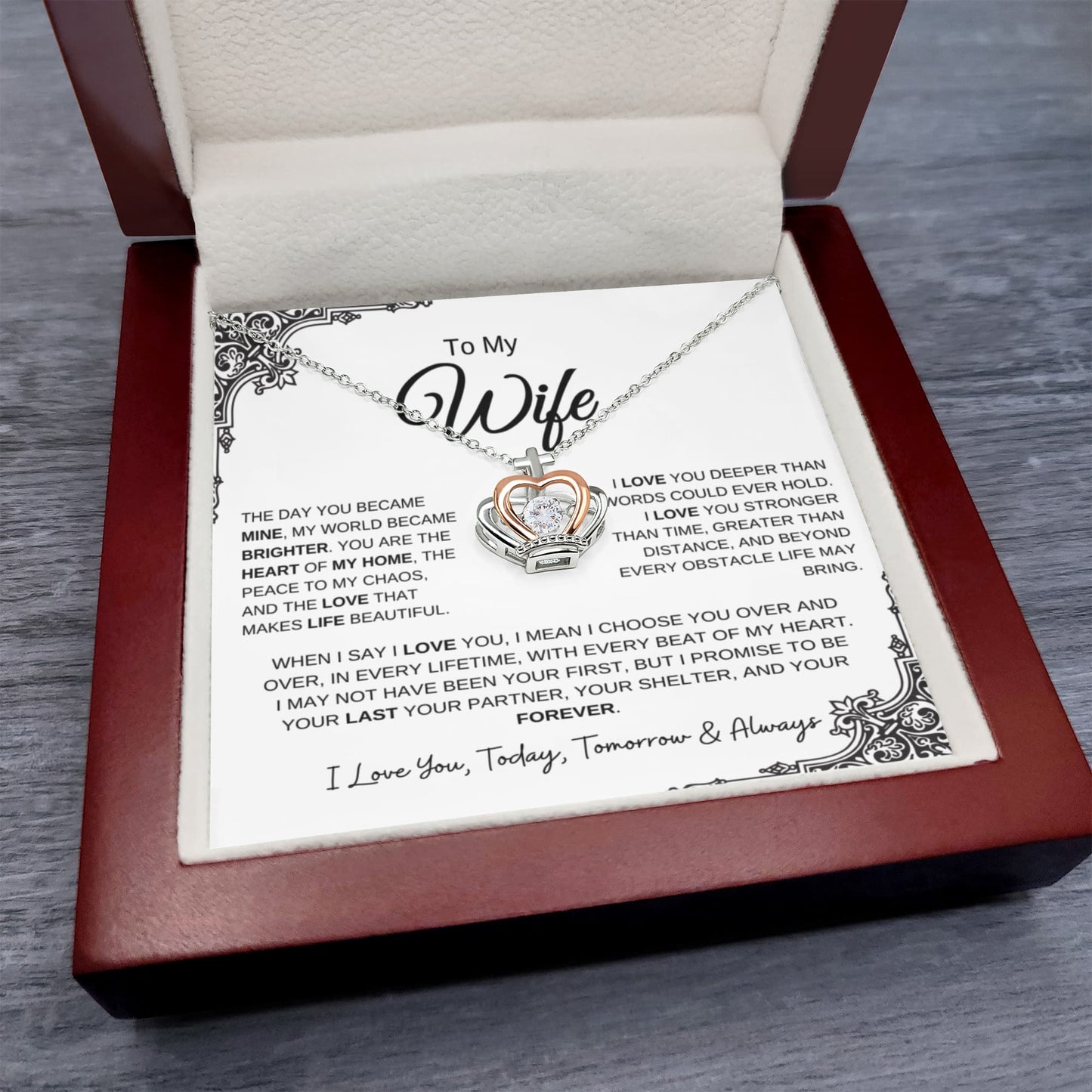 To My Wife | My Forever Queen – Crown Pendant Necklace