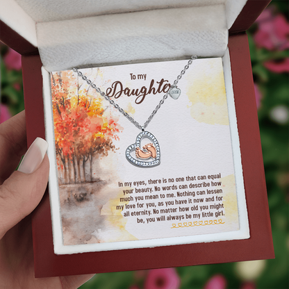 To My Daughter – You'll Always Be My Little Girl - Baby Feet Heart Necklace